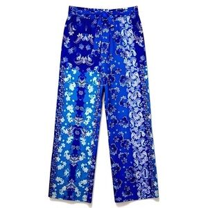 Rachel Zoe Blue Paisley Print Satin Pants NWT